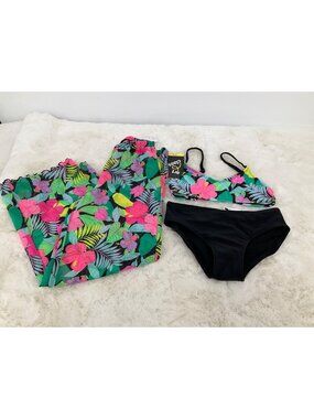 Art Class size SMALL 6-7 Girls' Tropical Print Bikini and Cover-Up Pants NEW